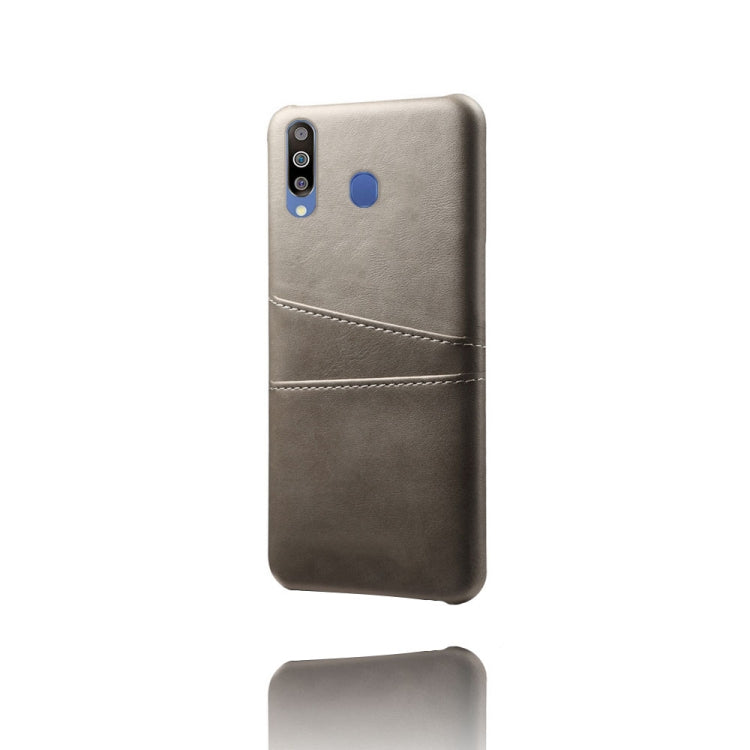For Samsung Galaxy M30 Calf Texture PC + PU Leather Back Cover Shockproof Case with Dual Card Slots