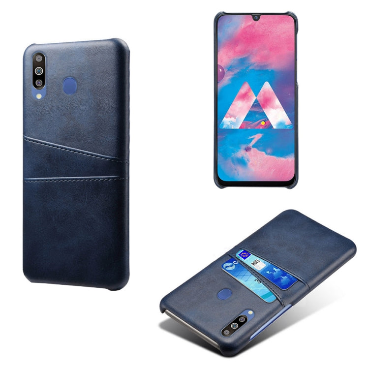 For Samsung Galaxy M30 Calf Texture PC + PU Leather Back Cover Shockproof Case with Dual Card Slots