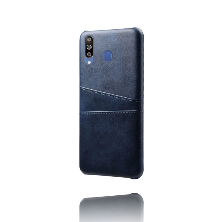 For Samsung Galaxy M30 Calf Texture PC + PU Leather Back Cover Shockproof Case with Dual Card Slots