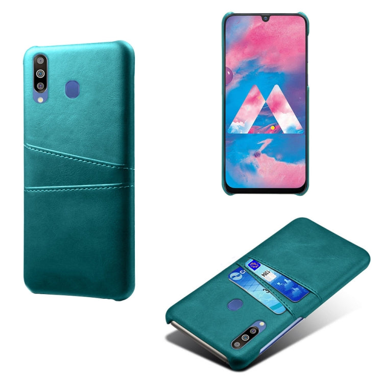 For Samsung Galaxy M30 Calf Texture PC + PU Leather Back Cover Shockproof Case with Dual Card Slots