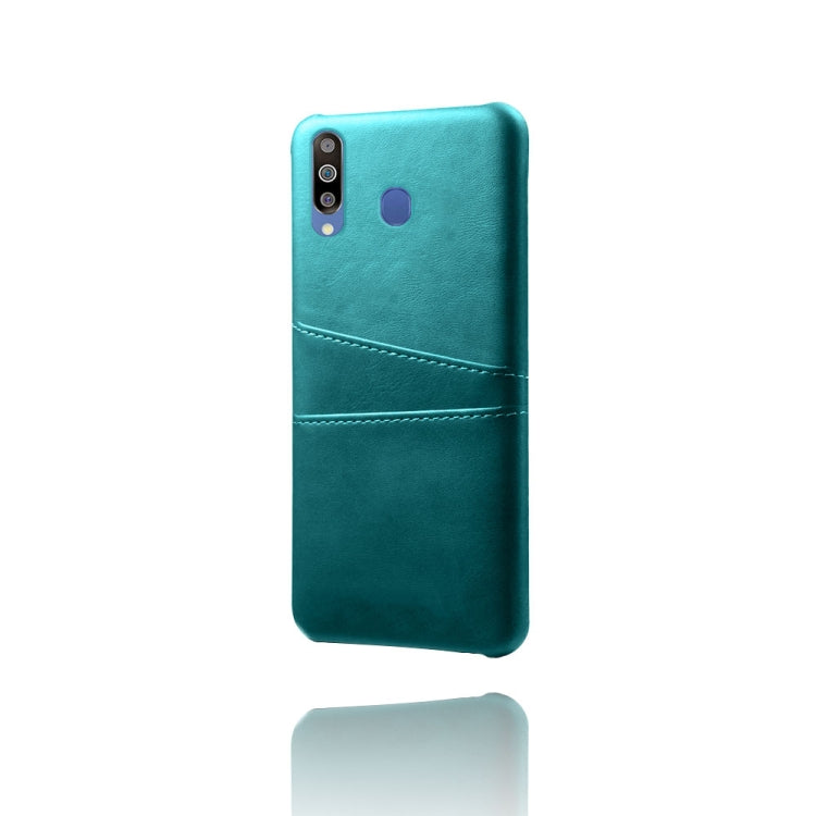 For Samsung Galaxy M30 Calf Texture PC + PU Leather Back Cover Shockproof Case with Dual Card Slots