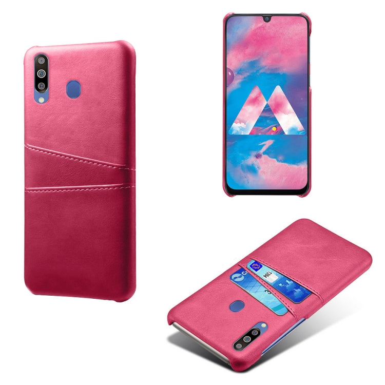 For Samsung Galaxy M30 Calf Texture PC + PU Leather Back Cover Shockproof Case with Dual Card Slots