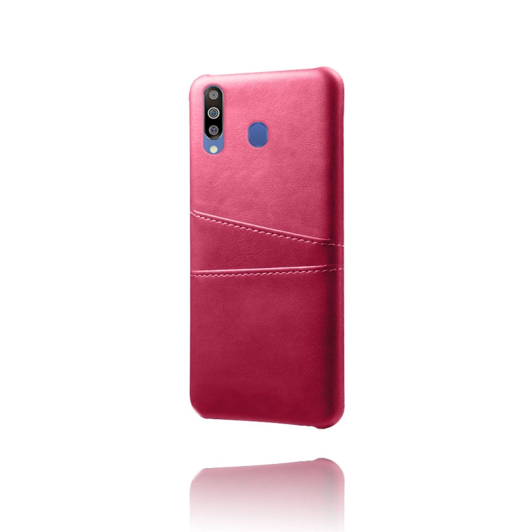 For Samsung Galaxy M30 Calf Texture PC + PU Leather Back Cover Shockproof Case with Dual Card Slots