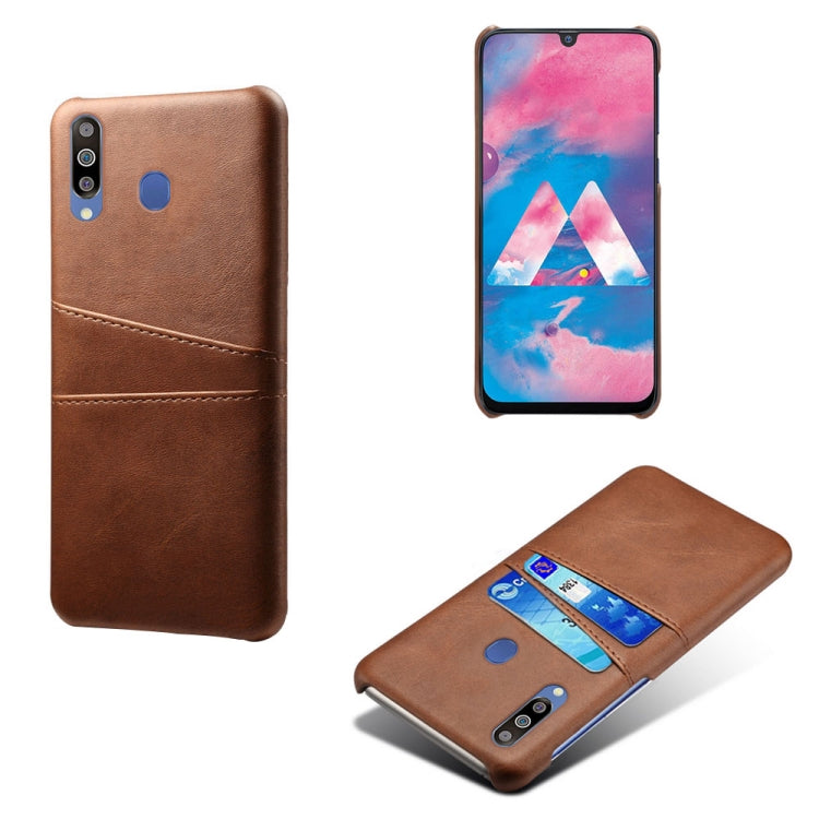 For Samsung Galaxy M30 Calf Texture PC + PU Leather Back Cover Shockproof Case with Dual Card Slots