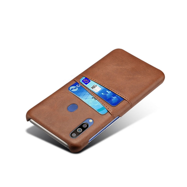 For Samsung Galaxy M30 Calf Texture PC + PU Leather Back Cover Shockproof Case with Dual Card Slots