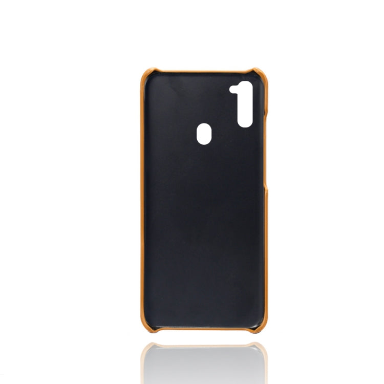 For Samsung Galaxy M21 2021 Calf Texture PC + PU Leather Back Cover Shockproof Case with Dual Card Slots