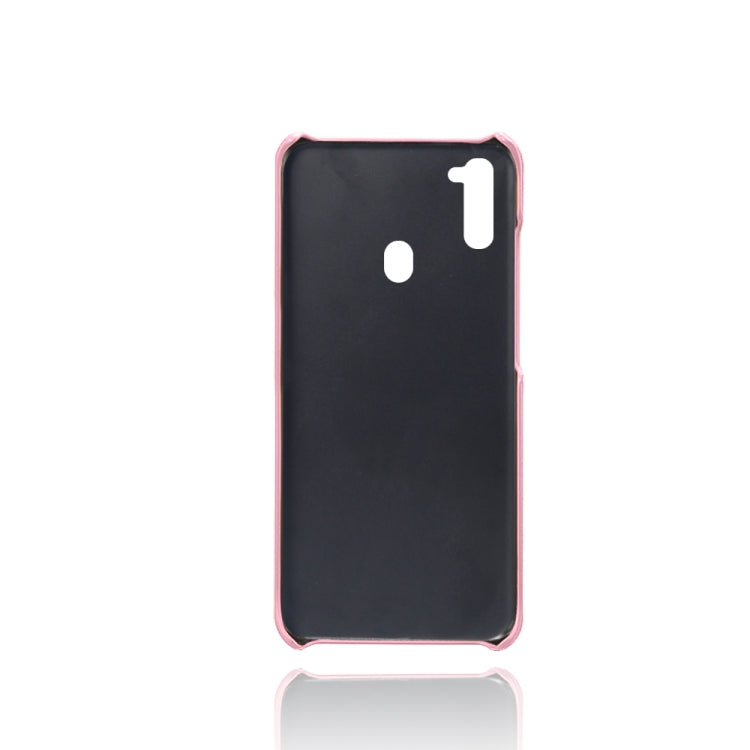 For Samsung Galaxy M21 2021 Calf Texture PC + PU Leather Back Cover Shockproof Case with Dual Card Slots