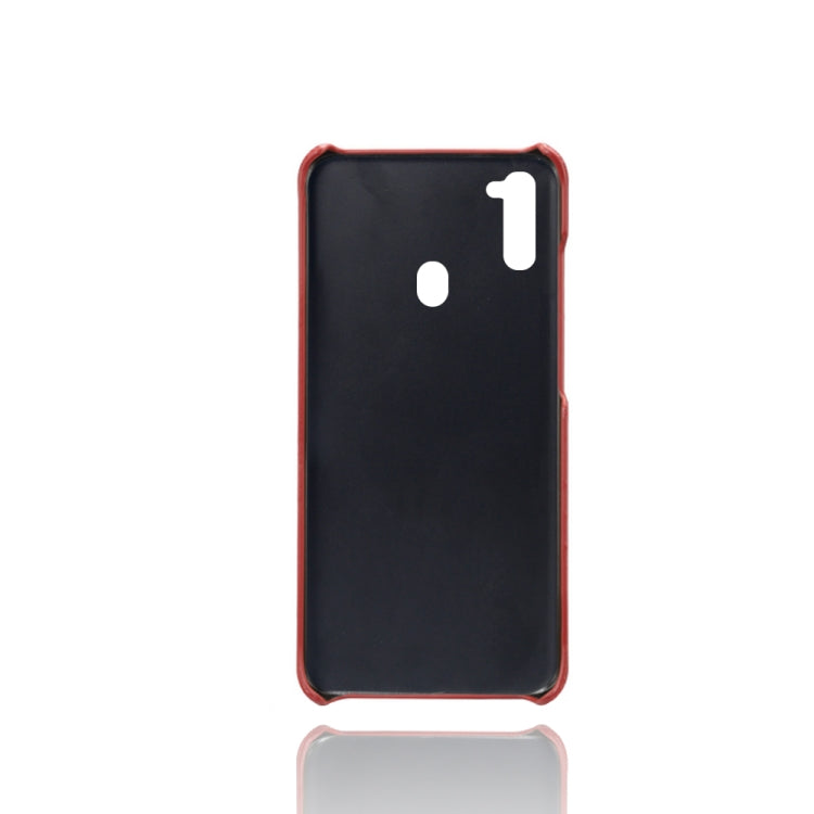For Samsung Galaxy M21 2021 Calf Texture PC + PU Leather Back Cover Shockproof Case with Dual Card Slots