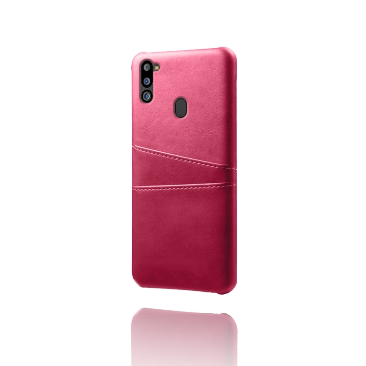 For Samsung Galaxy M21 2021 Calf Texture PC + PU Leather Back Cover Shockproof Case with Dual Card Slots