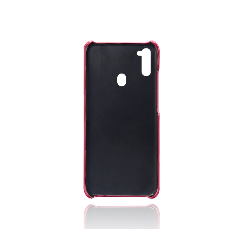 For Samsung Galaxy M21 2021 Calf Texture PC + PU Leather Back Cover Shockproof Case with Dual Card Slots