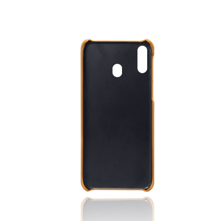 For Samsung Galaxy M20 Calf Texture PC + PU Leather Back Cover Shockproof Case with Dual Card Slots