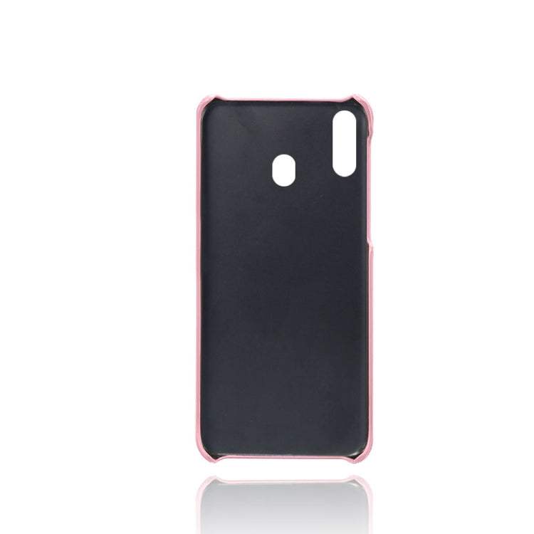 For Samsung Galaxy M20 Calf Texture PC + PU Leather Back Cover Shockproof Case with Dual Card Slots