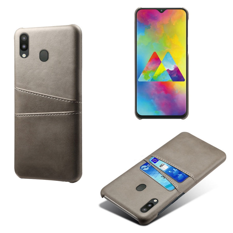For Samsung Galaxy M20 Calf Texture PC + PU Leather Back Cover Shockproof Case with Dual Card Slots