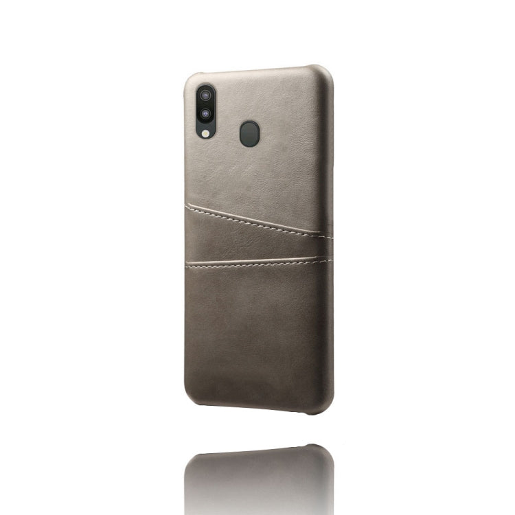 For Samsung Galaxy M20 Calf Texture PC + PU Leather Back Cover Shockproof Case with Dual Card Slots