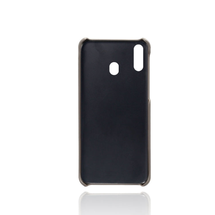 For Samsung Galaxy M20 Calf Texture PC + PU Leather Back Cover Shockproof Case with Dual Card Slots