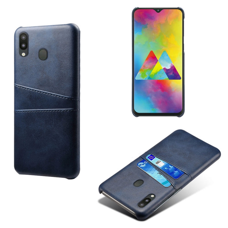 For Samsung Galaxy M20 Calf Texture PC + PU Leather Back Cover Shockproof Case with Dual Card Slots