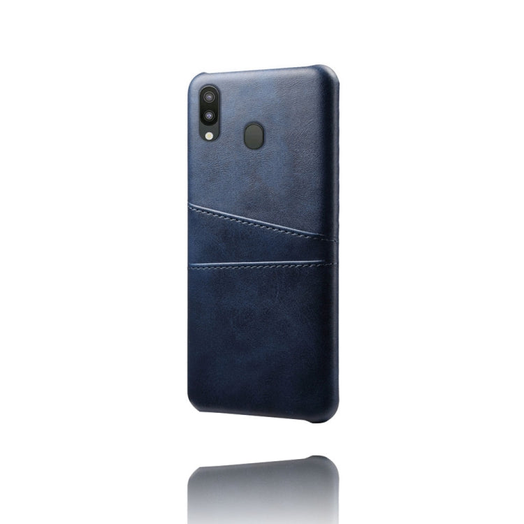 For Samsung Galaxy M20 Calf Texture PC + PU Leather Back Cover Shockproof Case with Dual Card Slots