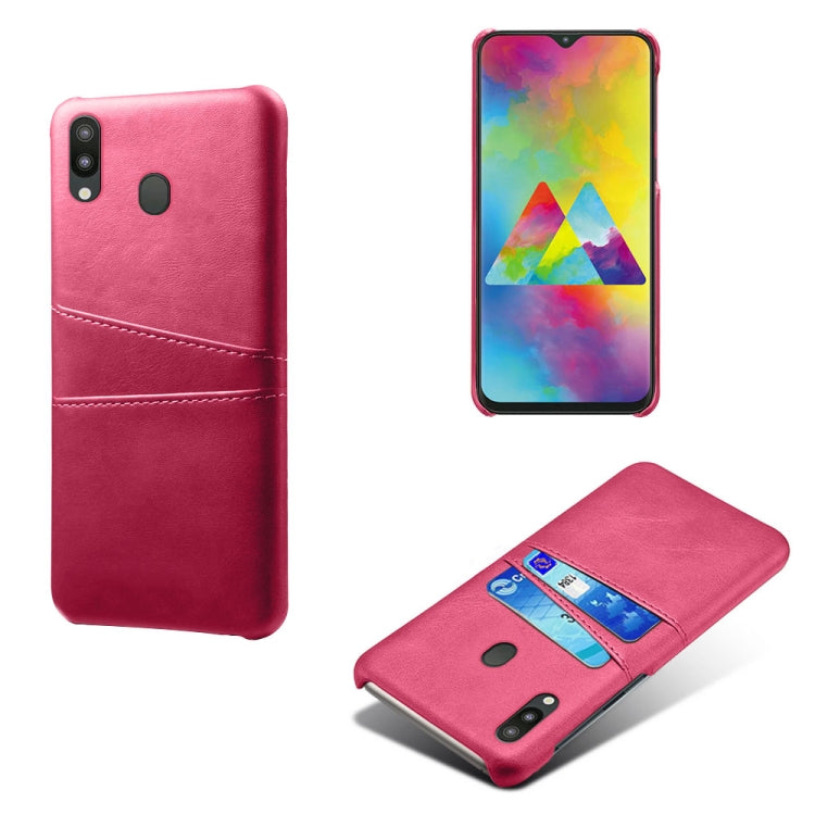 For Samsung Galaxy M20 Calf Texture PC + PU Leather Back Cover Shockproof Case with Dual Card Slots