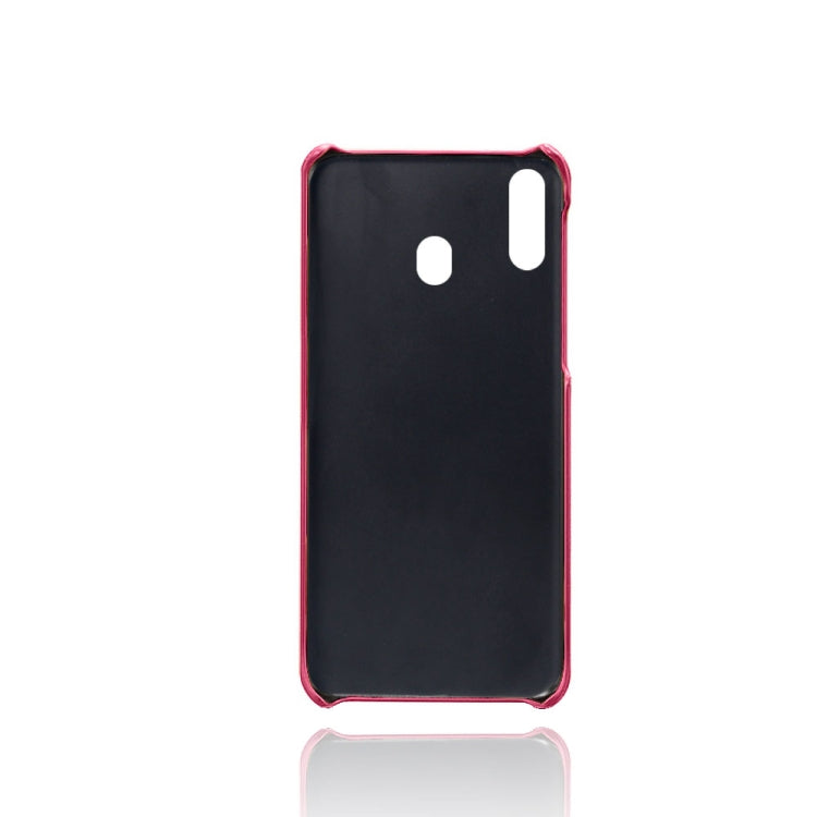 For Samsung Galaxy M20 Calf Texture PC + PU Leather Back Cover Shockproof Case with Dual Card Slots