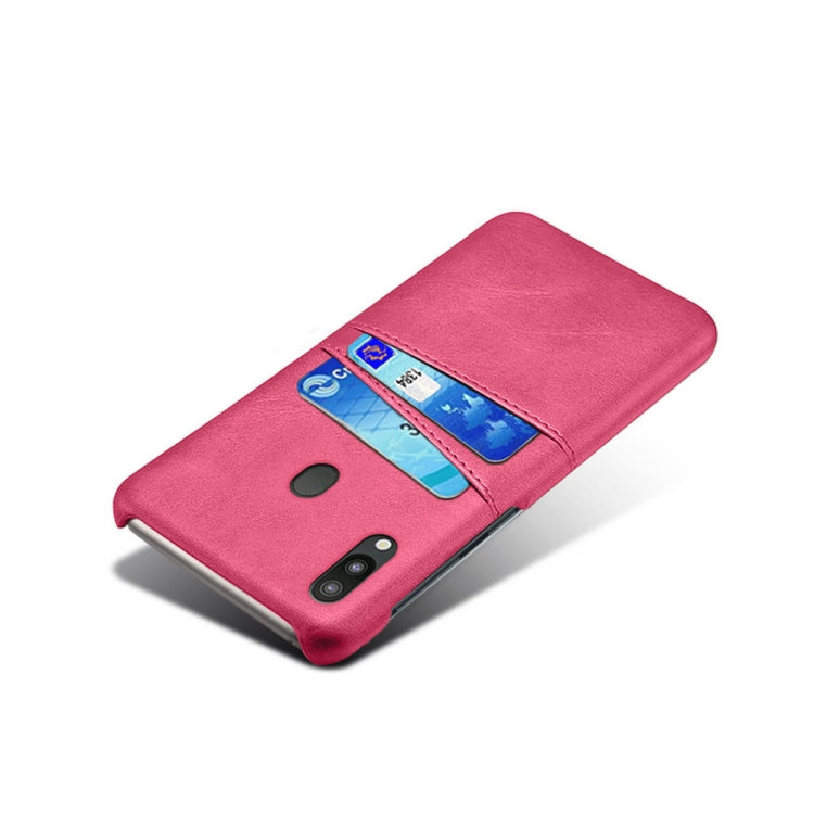 For Samsung Galaxy M20 Calf Texture PC + PU Leather Back Cover Shockproof Case with Dual Card Slots