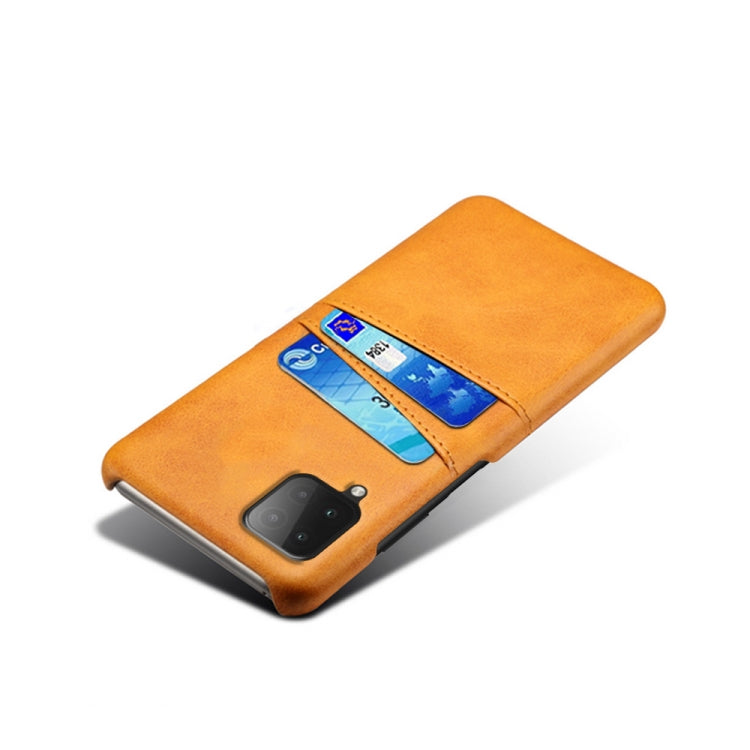 For Samsung Galaxy M12 Calf Texture PC + PU Leather Back Cover Shockproof Case with Dual Card Slots