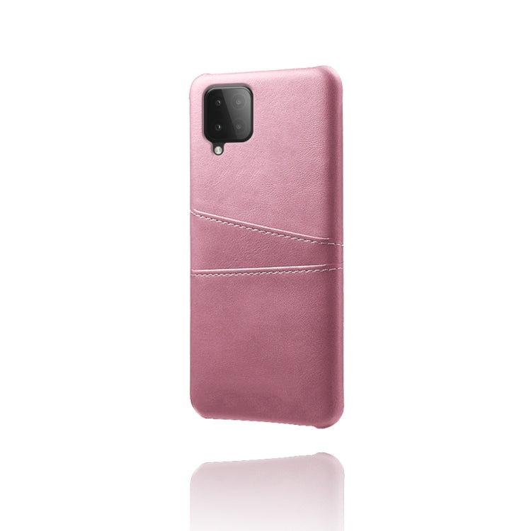 For Samsung Galaxy M12 Calf Texture PC + PU Leather Back Cover Shockproof Case with Dual Card Slots