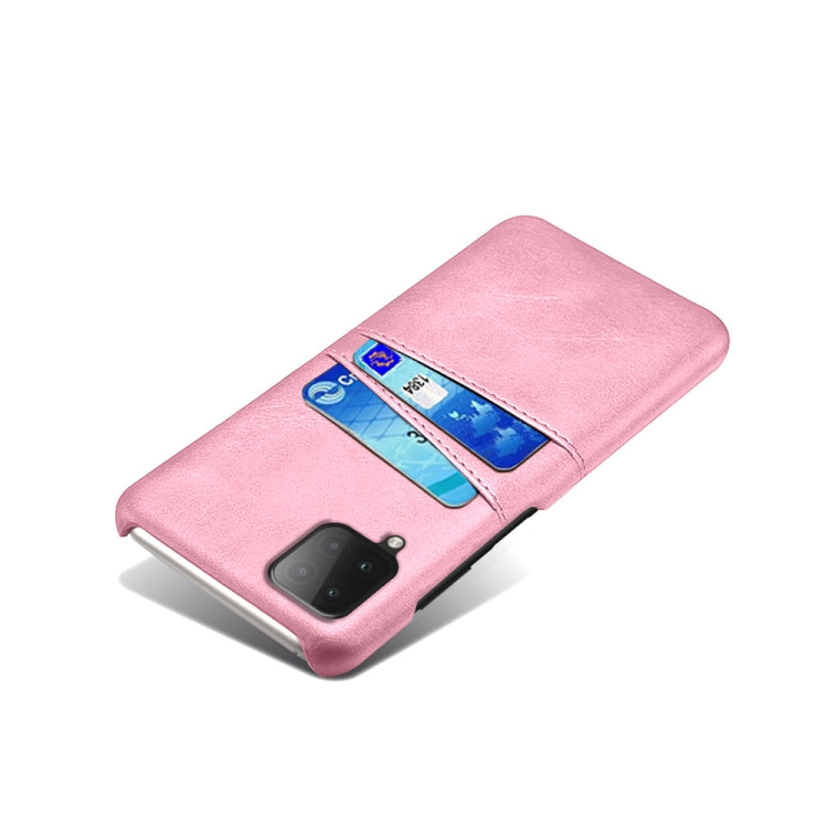 For Samsung Galaxy M12 Calf Texture PC + PU Leather Back Cover Shockproof Case with Dual Card Slots