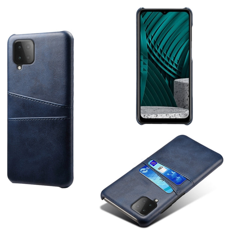 For Samsung Galaxy M12 Calf Texture PC + PU Leather Back Cover Shockproof Case with Dual Card Slots