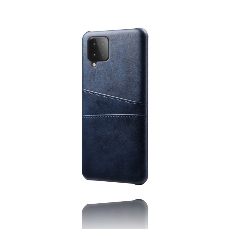 For Samsung Galaxy M12 Calf Texture PC + PU Leather Back Cover Shockproof Case with Dual Card Slots