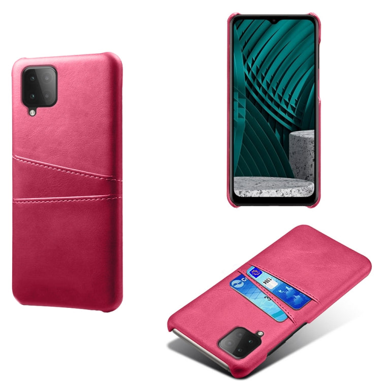 For Samsung Galaxy M12 Calf Texture PC + PU Leather Back Cover Shockproof Case with Dual Card Slots