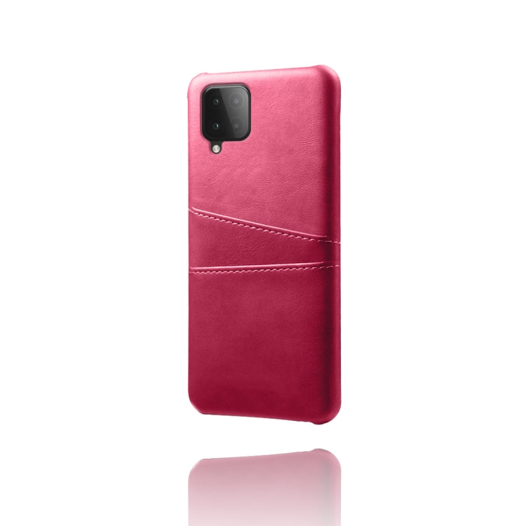 For Samsung Galaxy M12 Calf Texture PC + PU Leather Back Cover Shockproof Case with Dual Card Slots