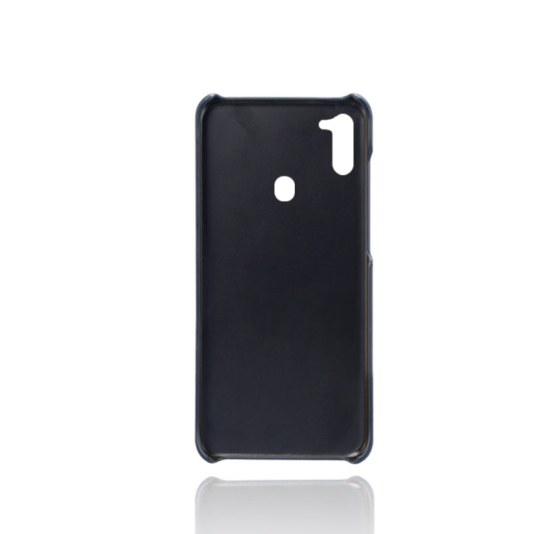 For Samsung Galaxy M11 Calf Texture PC + PU Leather Back Cover Shockproof Case with Dual Card Slots