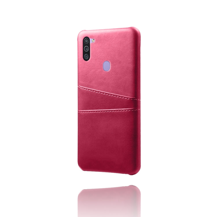 For Samsung Galaxy M11 Calf Texture PC + PU Leather Back Cover Shockproof Case with Dual Card Slots