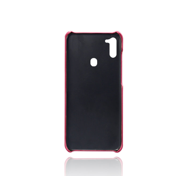 For Samsung Galaxy M11 Calf Texture PC + PU Leather Back Cover Shockproof Case with Dual Card Slots
