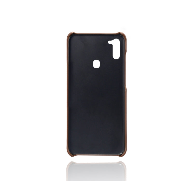For Samsung Galaxy M11 Calf Texture PC + PU Leather Back Cover Shockproof Case with Dual Card Slots