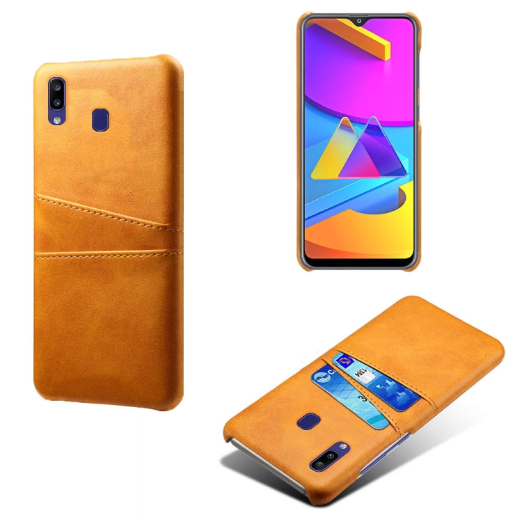 For Samsung Galaxy M10s Calf Texture PC + PU Leather Back Cover Shockproof Case with Dual Card Slots