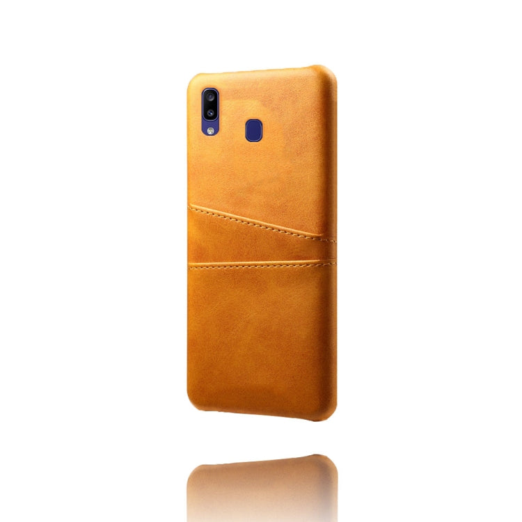 For Samsung Galaxy M10s Calf Texture PC + PU Leather Back Cover Shockproof Case with Dual Card Slots