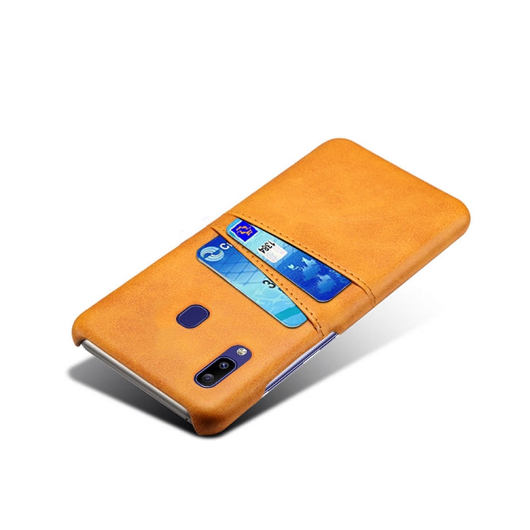 For Samsung Galaxy M10s Calf Texture PC + PU Leather Back Cover Shockproof Case with Dual Card Slots
