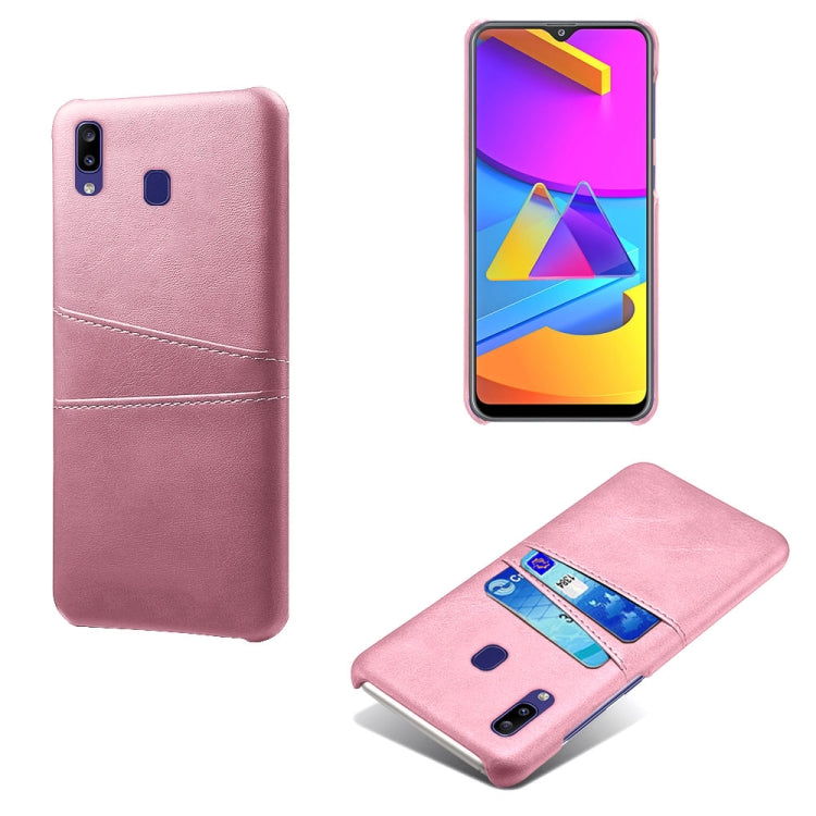 For Samsung Galaxy M10s Calf Texture PC + PU Leather Back Cover Shockproof Case with Dual Card Slots