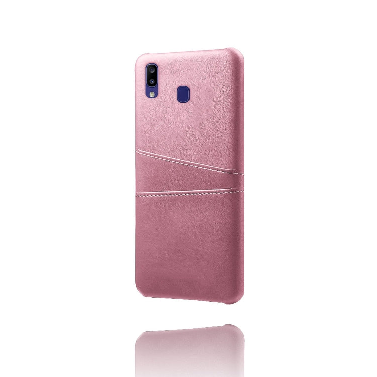 For Samsung Galaxy M10s Calf Texture PC + PU Leather Back Cover Shockproof Case with Dual Card Slots