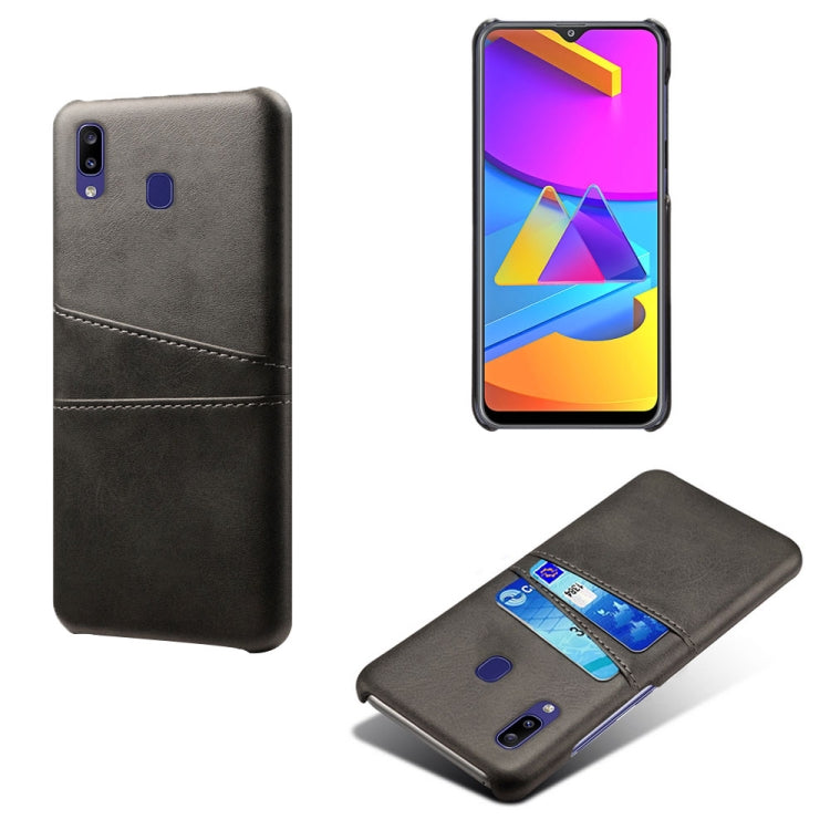 For Samsung Galaxy M10s Calf Texture PC + PU Leather Back Cover Shockproof Case with Dual Card Slots