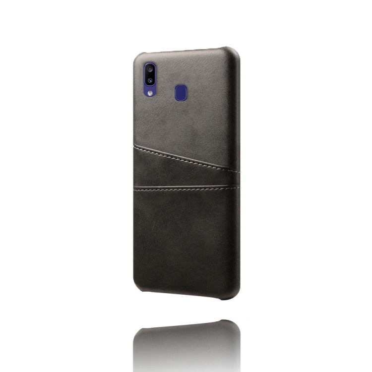 For Samsung Galaxy M10s Calf Texture PC + PU Leather Back Cover Shockproof Case with Dual Card Slots