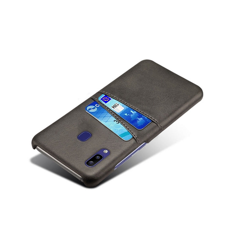 For Samsung Galaxy M10s Calf Texture PC + PU Leather Back Cover Shockproof Case with Dual Card Slots