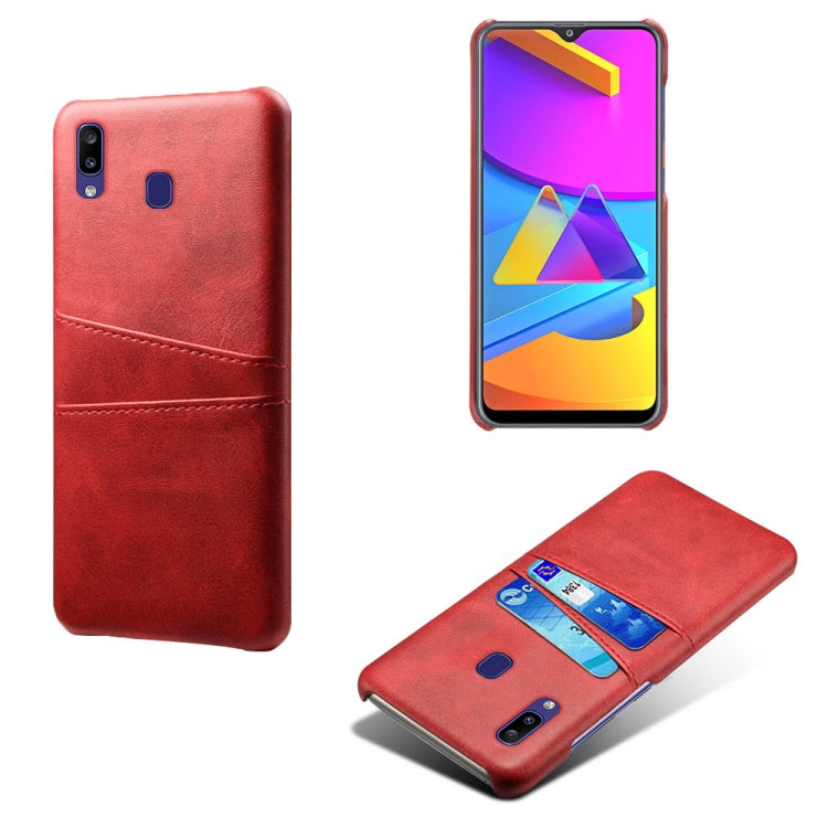 For Samsung Galaxy M10s Calf Texture PC + PU Leather Back Cover Shockproof Case with Dual Card Slots