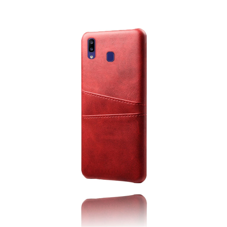 For Samsung Galaxy M10s Calf Texture PC + PU Leather Back Cover Shockproof Case with Dual Card Slots
