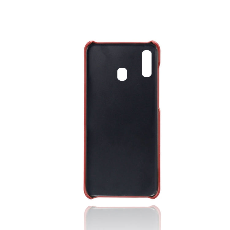For Samsung Galaxy M10s Calf Texture PC + PU Leather Back Cover Shockproof Case with Dual Card Slots