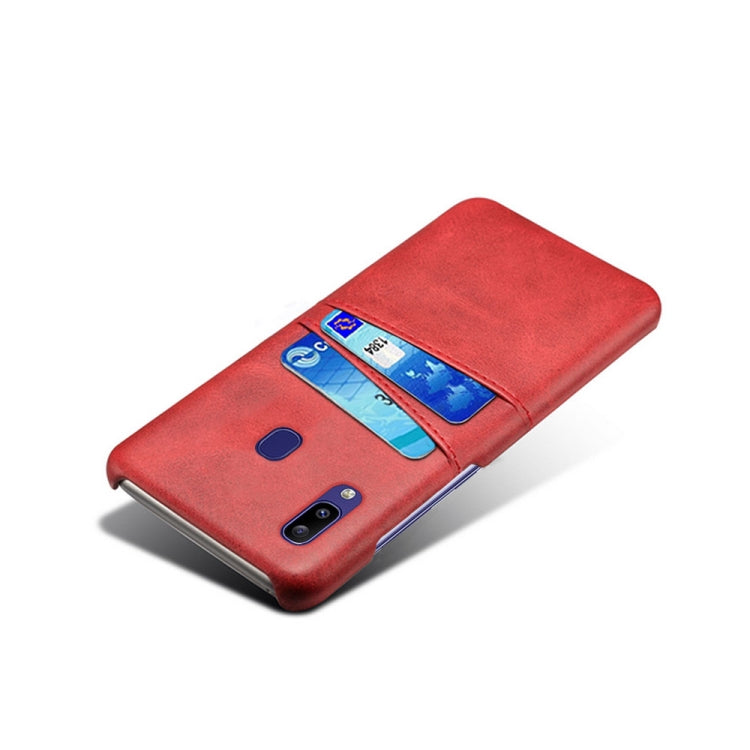 For Samsung Galaxy M10s Calf Texture PC + PU Leather Back Cover Shockproof Case with Dual Card Slots