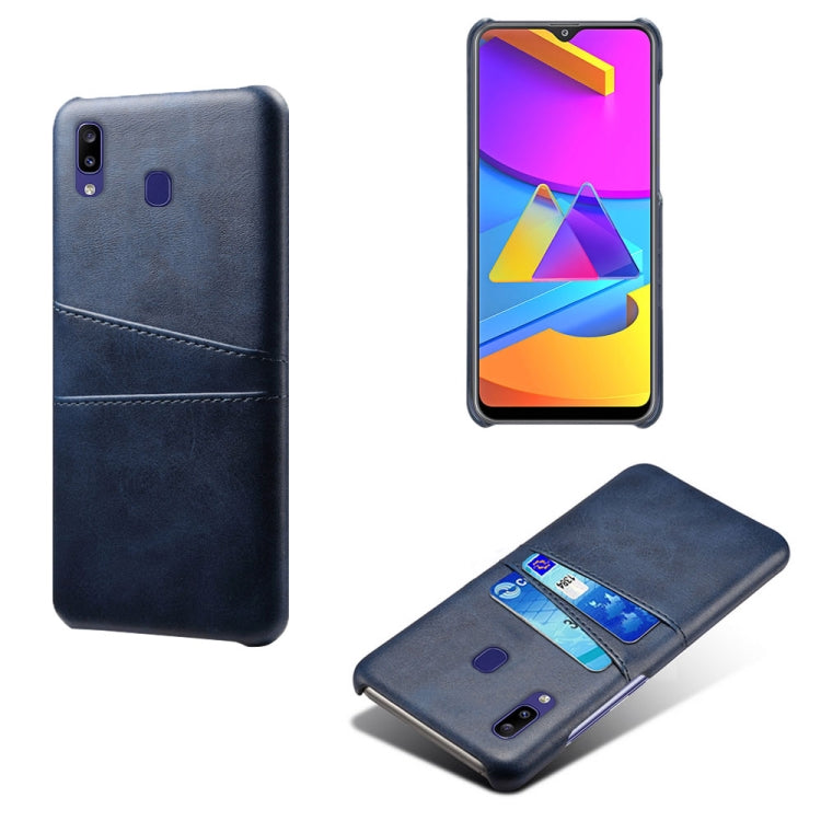 For Samsung Galaxy M10s Calf Texture PC + PU Leather Back Cover Shockproof Case with Dual Card Slots