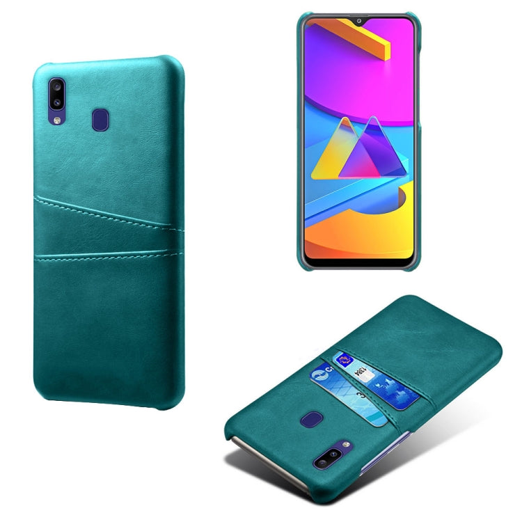 For Samsung Galaxy M10s Calf Texture PC + PU Leather Back Cover Shockproof Case with Dual Card Slots