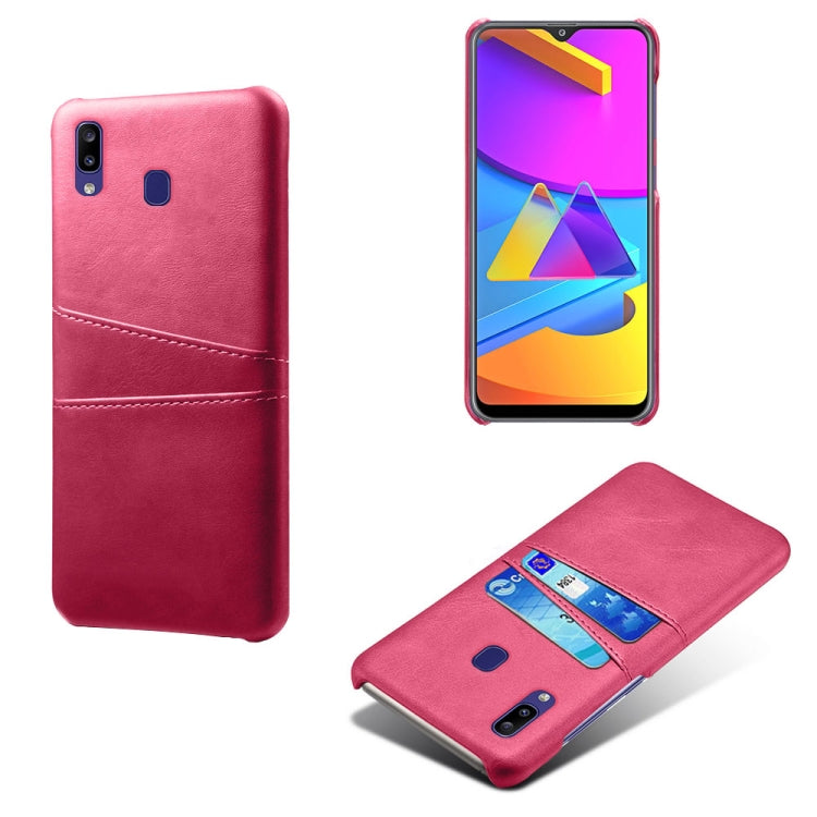 For Samsung Galaxy M10s Calf Texture PC + PU Leather Back Cover Shockproof Case with Dual Card Slots
